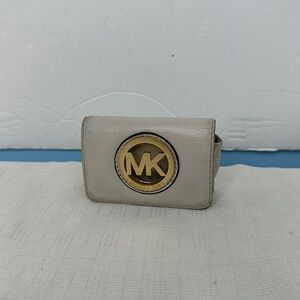 MICHAEL KORS FULTON GENUINE LEATHER+GOLD TONE CARD CASE WALLET